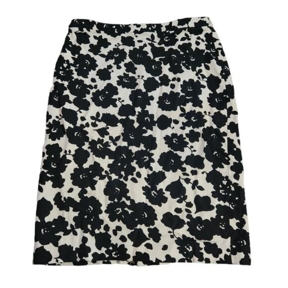 LOFT Dresses & Skirts - LOFT Size 4 Black and White Stretch Flower Straight Pencil Business Casual Skirt